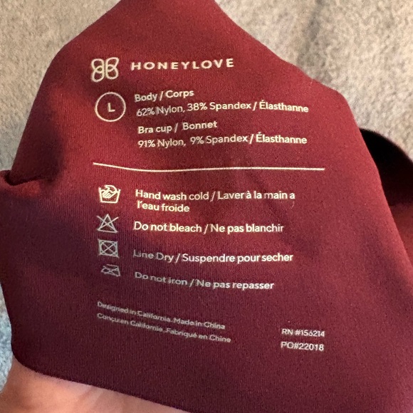 Honeylove V-Neck Size Large Bra Burgundy Seamless Bra Pullover No Underwire - Picture 6 of 6